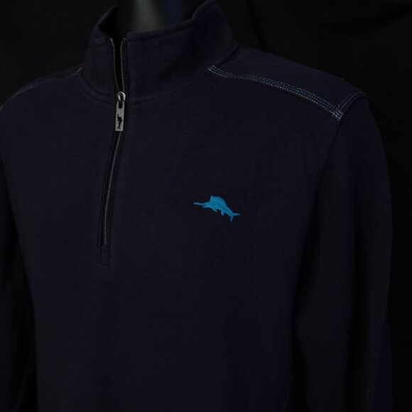 Tommy Bahama Carmel by the Sea Navy Blue Half Zip (M) - NEW!! 🌴 🌴 - Picture 2 of 8